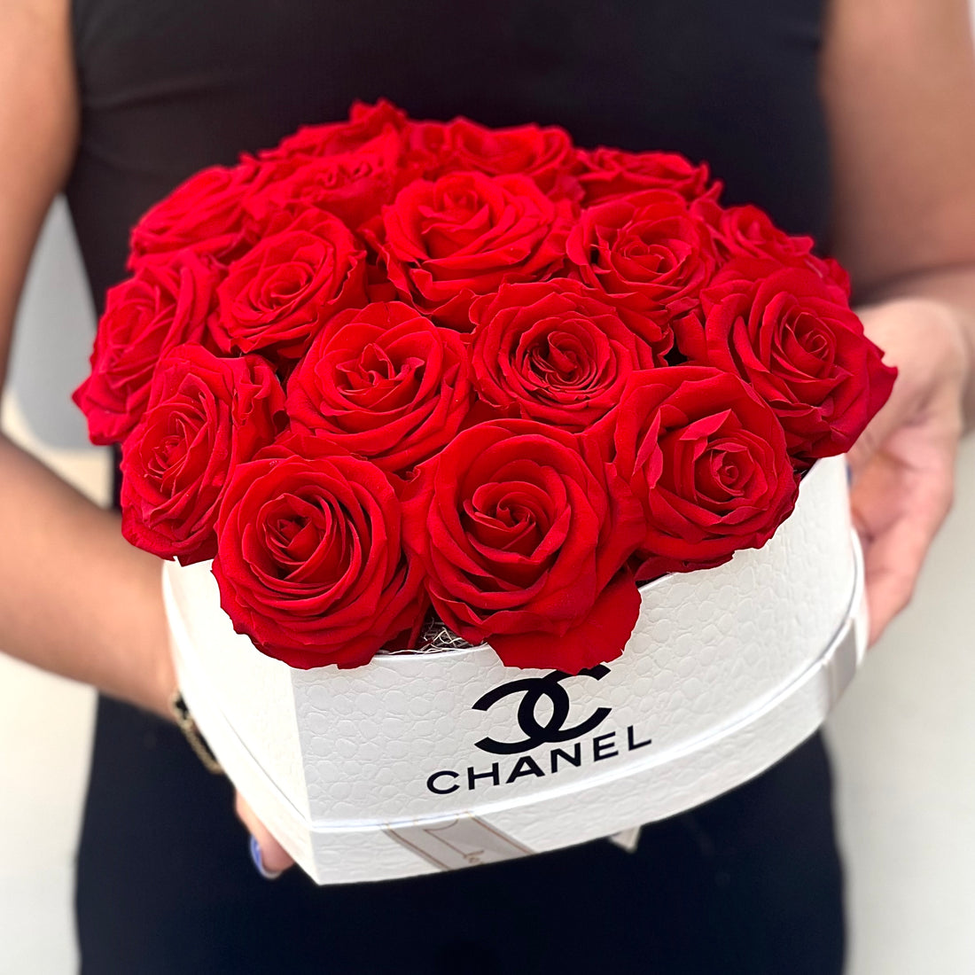 Eternal Love Rose Preserved Arrangement in Heart-Shaped Chanel Box